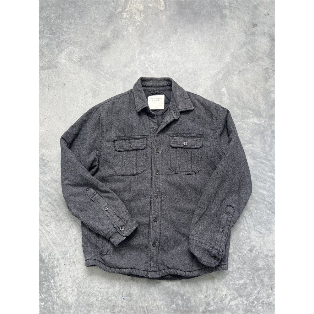 abercrombie fitch Size Large Quilted Charcoal Grey Flannel